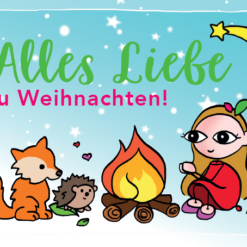 BaBlümchen® Postkarte - Frohe Weihnachten Lagerfeuer