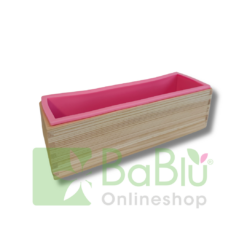 Silikon Seifenform 1200 ml pink mit rechteckigem Holzrahmen für DIY-Seifen