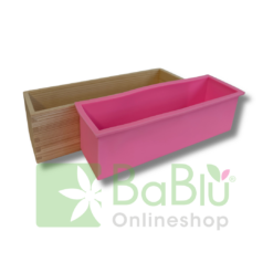 Silikon Seifenform 1200 ml pink mit rechteckigem Holzrahmen für DIY-Seifen