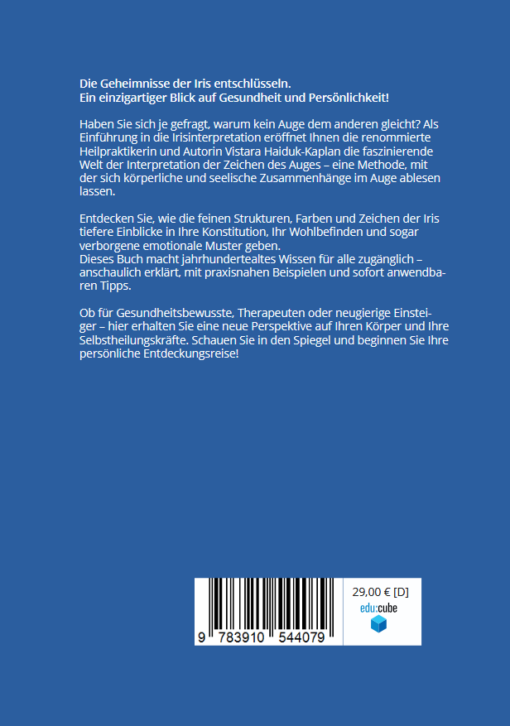 Iridologie - Interpretation der zeichen des Auges_Vistara Haiduk-Kaplan_Steffen Schuster_back